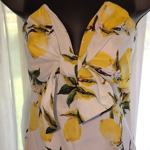 English Factory Sz S Lemon Print Strapless Jumpsuit - Picture 3 of 8